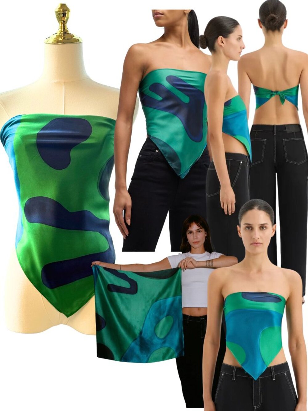 🆕 SIR THE LABEL 🧿 NWOT Frankie Scarf, Blue Green Hues - Print by Frankie Tobin